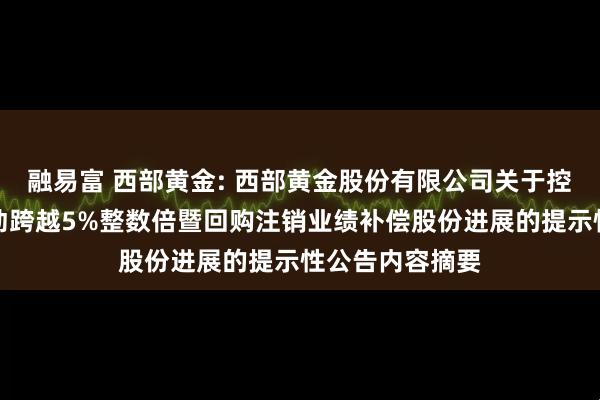 融易富 西部黄金: 西部黄金股份有限公司关于控股股东权益变动跨越5%整数倍暨回购注销业绩补偿股份进展的提示性公告内容摘要
